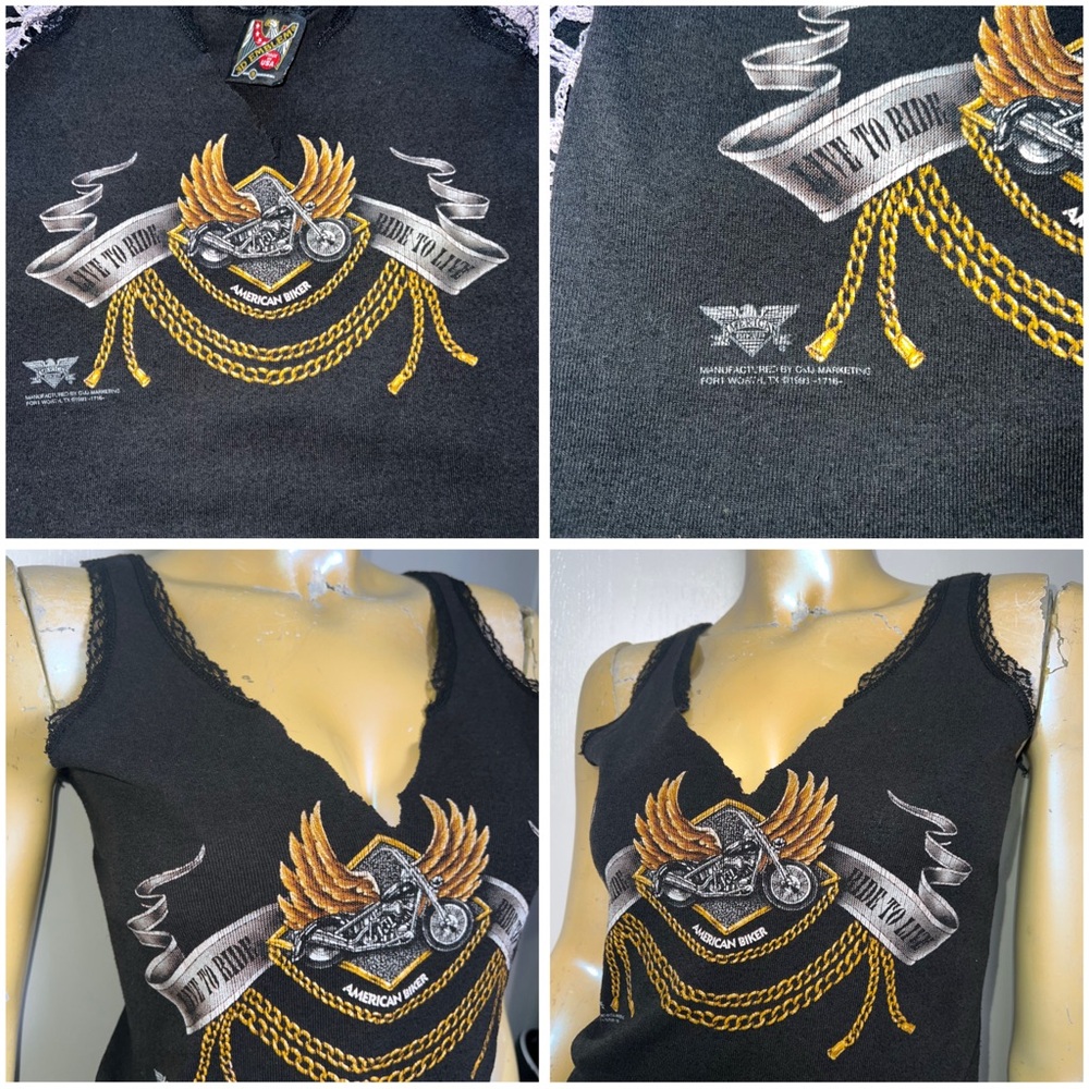 Live To Ride Distressed Cropped Tank Top - Picture 6 of 16